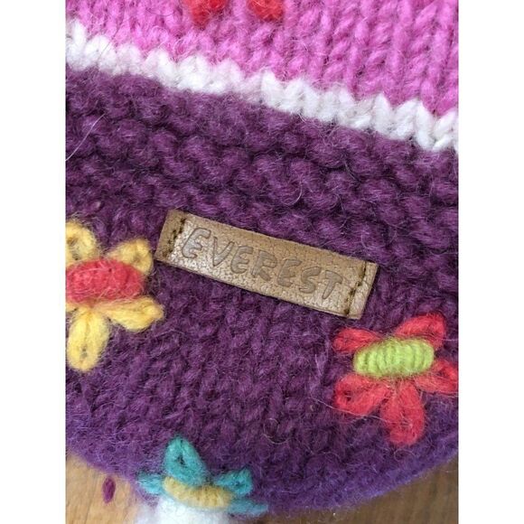 Everest Designs Nepal Girls Wool Hat Fleece Lined Winter Beanie Ear Flaps 3-5T - Picture 2 of 5